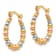 14K Yellow Gold with Rose and White Rhodium Beaded Hoop Earrings