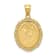 14k Yellow Gold Solid Satin, Polished and Textured Leo Zodiac Oval Pendant