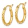 14k Yellow Gold Polished, Satin and Diamond-Cut 11/16" Hoop Earrings