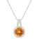 7mm Round Citrine 1/7 ctw Diamond Rhodium Over Sterling Silver Halo
Pendant with Chain