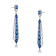 Blue Cubic Zirconia, Rhodium Over Sterling Silver Ladder Style Dangle Earrings
