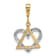 14k Yellow Gold and 14k White Gold Star of David with Heart Pendant