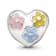 Sterling Silver Enameled Heart with Flowers Bead
