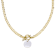 White Charm Necklace In 14K Gold Over Brass