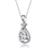 CZ Pear Shape Halo Pendant Necklace In White Rhodium Over Brass