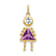 10k Yellow Gold Purple Amethyst Simulant February Birthstone and Clear
Cubic Zirconia Girl Charm