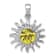Rhodium Over Sterling Silver Polished Yellow Crystal Sun Pendant