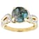 Blue Chalcedony Round And White Zircon Ring In 18K Gold Over Sterling
Silver 2.63ctw