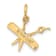 14k Yellow Gold Brushed, Diamond-Cut Comb and Scissors Charm