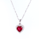 Red Lab Created Ruby With Moissanite Accents Rhodium Over Silver Heart Pendant