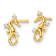 14k Yellow Gold Polished Cubic Zirconia Seahorse Stud Earrings