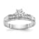 Rhodium Over 14K White Gold AA Quality Trio Engagement Ring 0.13ctw