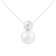 White Cultured Freshwater Pearl and Diamond 14K White Gold Pendant 8-8.5mm
