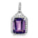 Rhodium Over 10k White Gold 5.07 ctw Emerald-cut Amethyst and Diamond
Halo Pendant