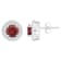 6mm Round Garnet 1/5 ctw Diamond Rhodium Over Sterling Silver Halo Stud Earrings