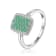 Emerald and Moissanite Sterling Silver Rectangle Cluster Ring