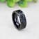WINDSOR Beveled Black Tungsten Carbide Wedding Band with Brushed Finish
and Alternating Grooves 8mm