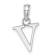 Rhodium Over 14k White Gold Polished Block Letter V Initial Pendant