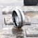 AVIATOR Domed Brushed Titanium Men's Wedding Band with Black Sapphire
Stones Inlay 8mm