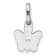Rhodium Over Sterling Silver Pink Enameled Butterfly Children's Pendant