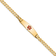 14k Yellow Gold Medical Soft Diamond Shape Red Enamel Curb Link ID Bracelet