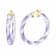 14K Yellow Gold Over Sterling Silver Painted Hoops in Purple Stripe