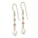 14K Tri-color Diamond-cut Freshwater Cultured Pearls Dangle Earrings