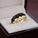 GASTON Gold Plated Tungsten Polished Beveled Ring with Brushed Black
Center 6mm