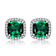Emerald Color CZ Halo Stud Earrings In Sterling Silver