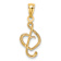 14k Yellow Gold Treble Clef with Heart Pendant