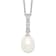 Rhodium Over Sterling Silver 8-9mm White Freshwater Cultured Pearl Cubic
Zirconia Necklace
