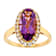Amethyst Oval And White Zircon Ring In 18K Gold Over Sterling Silver 3.02ctw