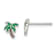 Rhodium Over Sterling Silver Enameled Palm Tree Post Earrings