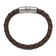 Black and Brown Leather and Stainless Steel Polished 8-in Bracelet