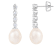 7-8mm White Cultured Freshwater Pearl and Cubic Zirconia Rhodium Over
Sterling Silver Earrings