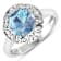 Blue Aquamarine and White Diamond 14K White Gold Halo Ring 1.57 ctw
