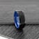 RIGEL Flat Beveled Edges Black Tungsten Ring with Brushed Center and
Vibrant Blue Ceramic Inside 8mm