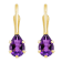 6x4mm Pear Shape Amethyst 10k Yellow Gold Drop Earrings