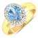 1.5ctw Blue Aquamarine and Diamond 14K Yellow Gold Halo Ring