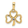 14K Yellow Gold with White Rhodium Diamond-Cut Clover Pendant