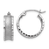 Rhodium Over 14k White Gold 5/8" Diamond-Cut and Satin Hoop Earrings