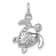 Rhodium Over Sterling Silver Tiny Turtle with Flower Back Pendant
