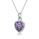 Pink CZ Pave Heart Pendant Necklace In Sterling Silver
