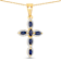 Blue Sapphire 18K Yellow Gold Over Sterling Silver Cross Pendant With Chain