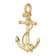 14k Yellow Gold 3D Textured Anchor with Long T Bar and Shackle Bail Pendant