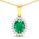 1.10ctw 14K Yellow Gold Zambian Emerald and White Diamond Pendant with
18 inch Cable Chain