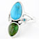 Blue And Green Turquoise Two-Stone Ring In Sterling Silver