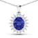 Blue Tanzanite and White Diamond 14K White Gold Halo Pendant with Cable
Chain 3.75ctw