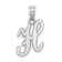 Rhodium Over 14k White Gold Polished Script Letter H Initial Pendant
