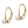 14K Yellow Gold 3-4mm White Round Freshwater Cultured Pearl Leverback Earrings